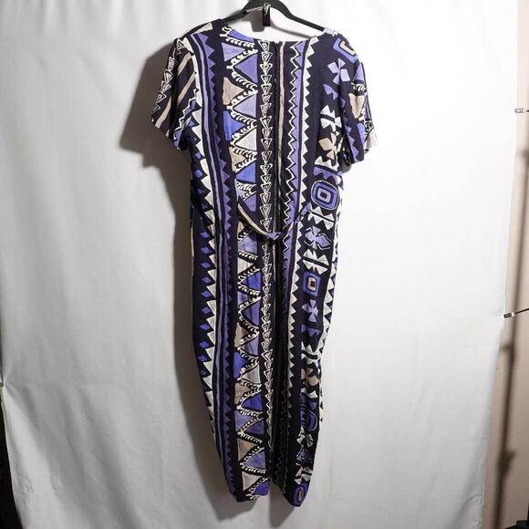 VTG Nina Piccalino AOP Tribal Abstract Print Maxi Dress Square Neck 80s 90s USA - Picture 5 of 6